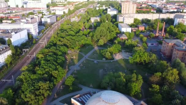 Zeiss Planetarium Europe Most Modern Science Theater Gorgeous Aerial View — Αρχείο Βίντεο