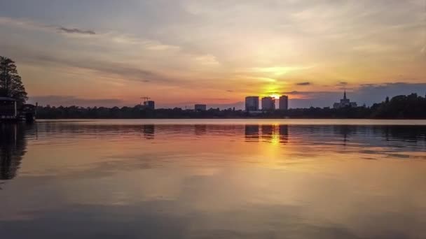 Herastrau Park Sunset Time Lapse Bucharest Romania — 비디오