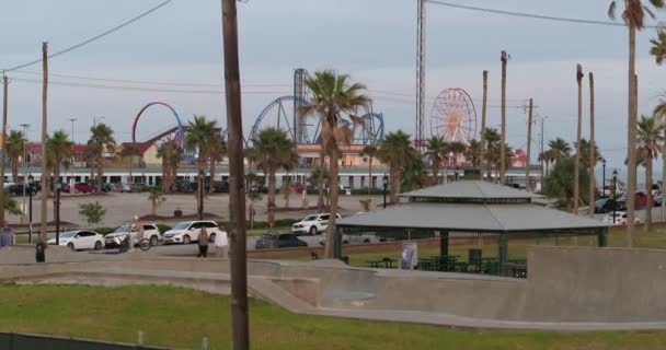 Establishing Crane Shot Galveston Island Texas — Stockvideo