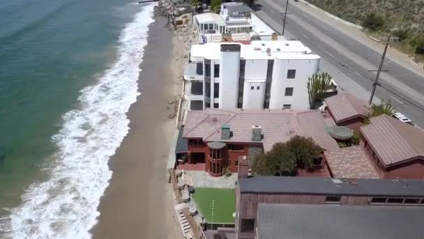 Pacific Coast Highway Luxury Villas Beach Houses Amazing Aerial View — Vídeos de Stock