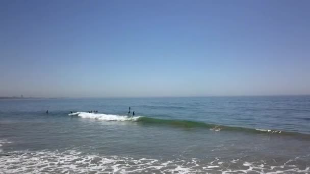 Surf Student Surf School Gets His First Wave Calmer Aerial — Stockvideo