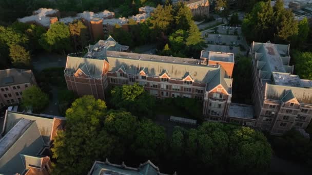 Aerial Communication Building University Washington Sunset — Stok video