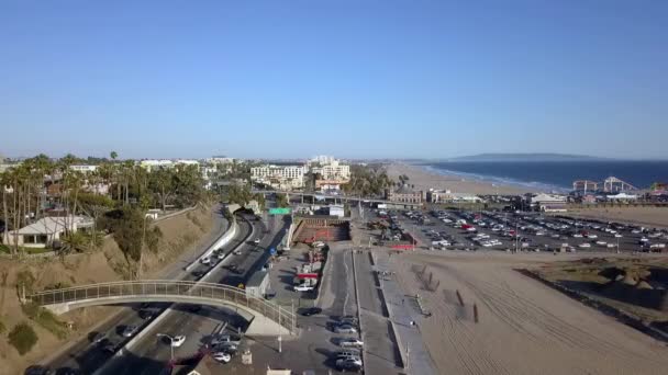 Highway One City Tunnel Exit Road Sign Gorgeous Aerial View — ストック動画