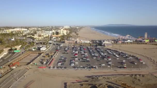 Major Construction Site Santa Monica Pier Parking Unbelievable Aerial View — Wideo stockowe