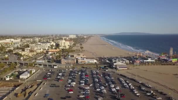 Parking Lot Amusement Park Beach Great Aerial View Flight Panorama — 비디오