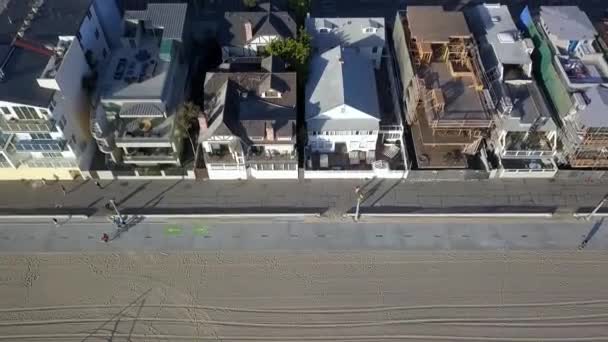 Bicycle Pedestrian Path Beach Amazing Aerial View Flight Bird Eye — Stockvideo