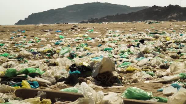 Sad Scene Lot Garbage Scattered Vietnamese Beach Static Low Pov — Wideo stockowe