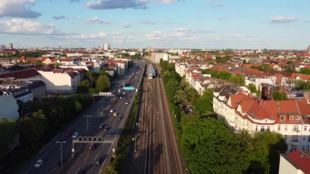 Berlin Bahn Subway Autobahn Freeway Ring Great Aerial View Flight — 비디오