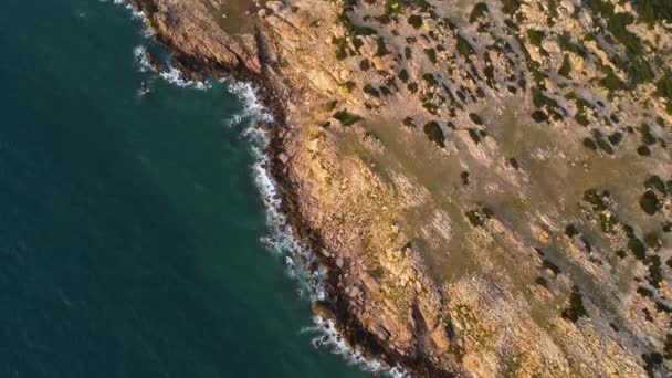 Vibrant Tropical Coastline Vietnam Foamy Sea Waves Aerial Top View — Vídeo de Stock