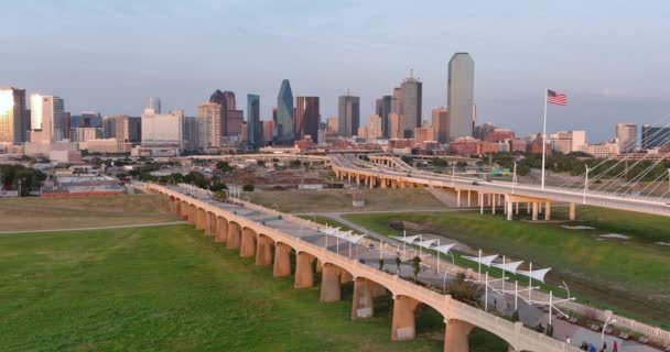 Establishing Aerial Shot Downtown Dallas — Vídeo de stock