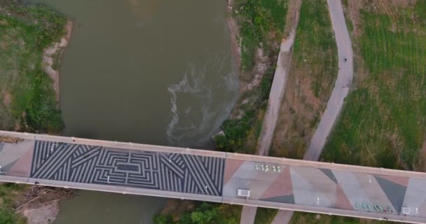 Birds Eye View Margaret Hunt Hill Bridge Dallas Texas — Video Stock