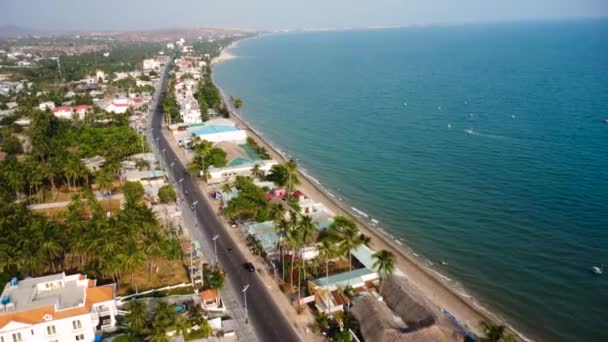 Coastal Main Road Mui Luxury Hotels Buildings Aerial View — Stock Video