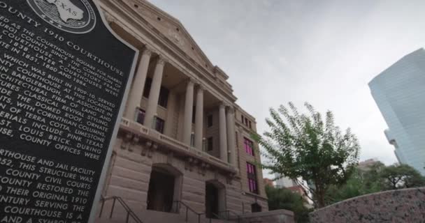 Lage Hoek Vaststelling Van Opname Van 1910 Harris County Courthouse — Stockvideo