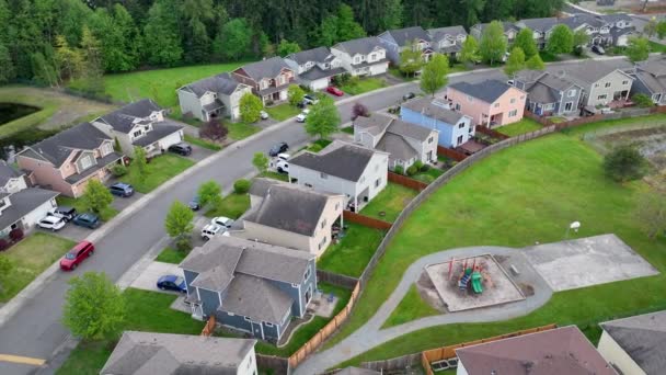 Aerial Shot Suburban Neighborhood America Private Playground — Video