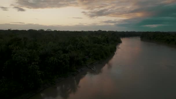 Luchtfoto Van Amazoneregenwoud Brazilië Luchtopname Van Amazone Rivier Dicht Bos — Stockvideo