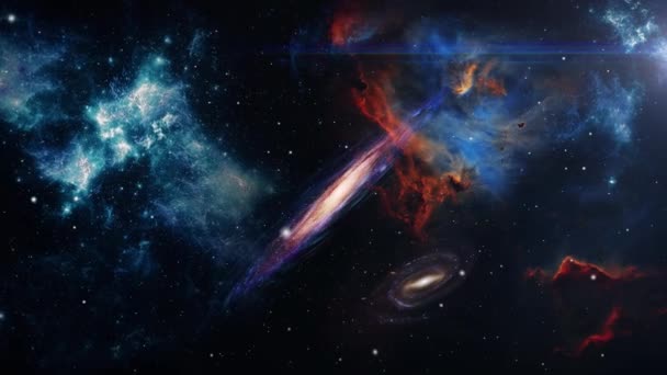 Duas Galáxias Flutuando Grande Espaço — Vídeo de Stock