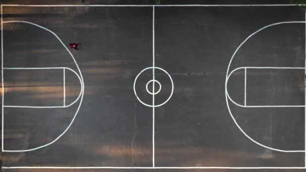 Top View Directly Basketball Court Park Long Island Sunny Day — Vídeo de stock