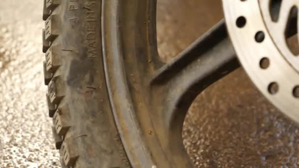 Close View Dirty Motorbike Rims — Video