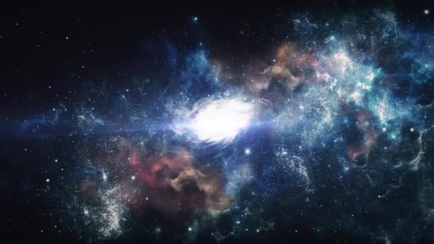 Galaxien Bewegen Sich Gegen Den Vordergrund Von Nebelwolken — Stockvideo