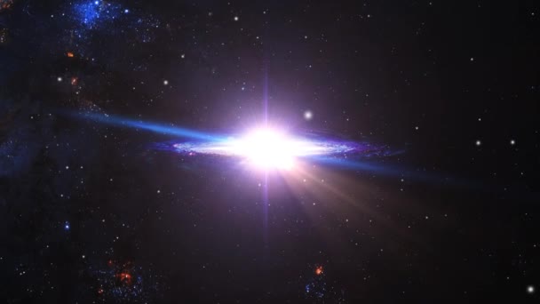 Flug Galaxie Mit Hellem Licht Weltraum — Stockvideo