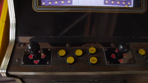 Top View Arcade Machine Controls Joysticks Buttons Retro Vintage Jamma — Stockvideo