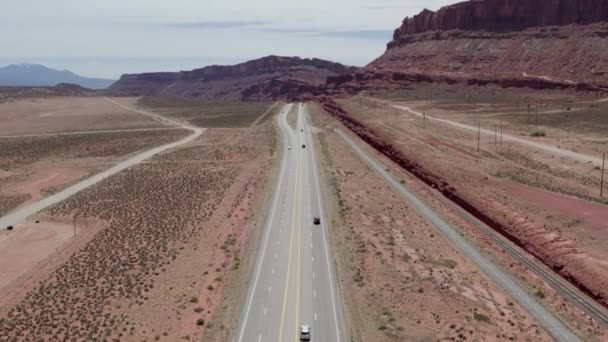 Route Interstate Road Dans Désert Sud Ouest Près Moab Utah — Video