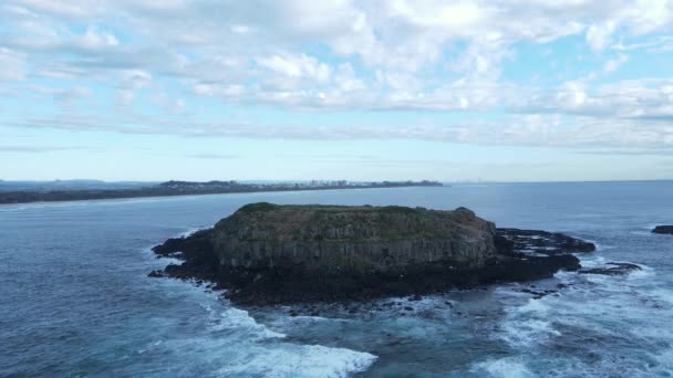 Cook Adası Sucul Rezervi Yosun Önplanda Ikonik Dağ Uyarısı Ile — Stok video