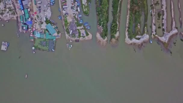 Dynamic Top Aerial Footage Fishing Village Lau Fau Shan New — Stock Video