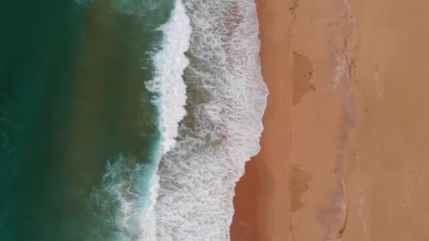 Vue Aérienne Haut Bas Belle Plage Sable Océan Vert Des — Video