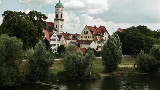 Old German Town Next Danube River — 비디오