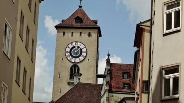 Παλιός Πύργος Ρολογιού Στη Γερμανία — Αρχείο Βίντεο