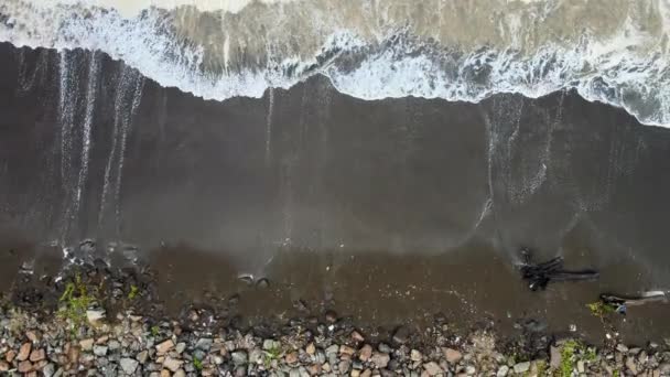 Ondas Wahing Praia Vista Superior Exture Preto Areia Índia Mumbai — Vídeo de Stock