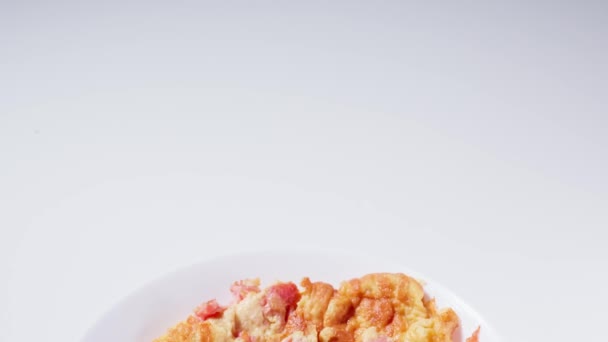Omelette Świeżą Wieprzowiną Azjatyckie Jedzenie Codziennego Stylu — Wideo stockowe