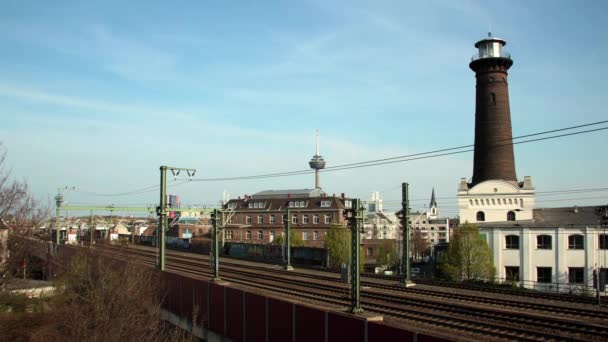 Time Lapse Lightning Tower Middle City Cologne Germany Historical Buildings — Vídeo de stock