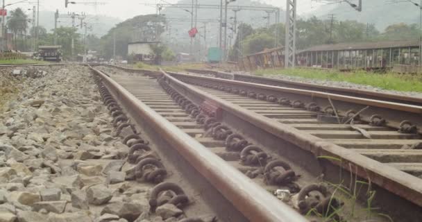 Railway Track Railway Station Junction — Vídeos de Stock