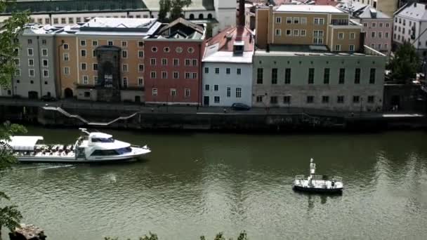 Agrement Ship Passing German Port Danube River — Stock Video