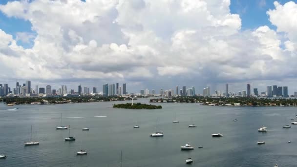 Time Lapse Van Boten Jachten Haven Met Miami Skyline Copy — Stockvideo