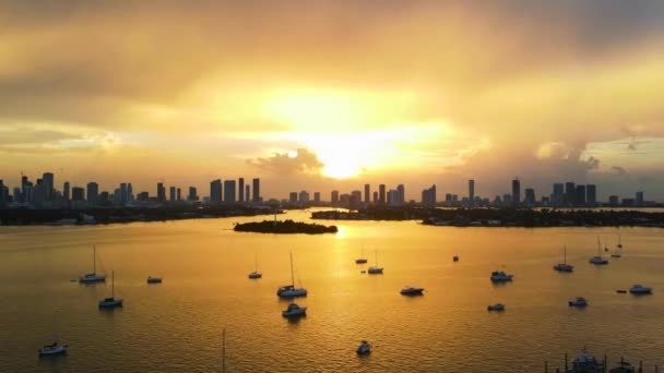 Colorful Sunset Time Lapse Boats Miami Florida Ocean Harbor — Stock video