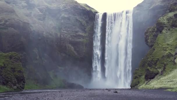 Skogafoss Waterfall South Iceland Slowmotion — Stock Video