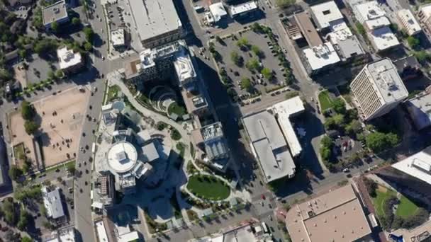 Overhead Drone Shot Boise Idaho Downtown Area Jack Urban Meeting — Vídeos de Stock