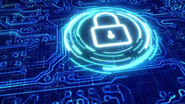 Biçimlendirilmiş Sistem Kilit Elemanı Hatalı Mesaj Siber Güvenliği Içeren Mavi — Stok video