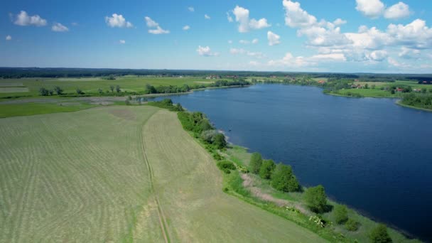 Aerial View Wielochowskie Lake Poland Beautiful Summer Day Wild Lakeview — 비디오