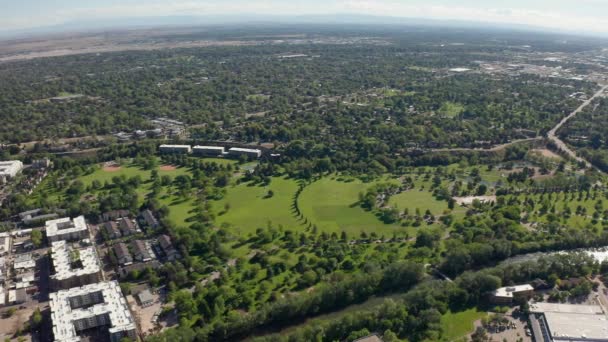 Wide Aerial Shot Landscaped Ann Morrison Park Boise Idaho — Video