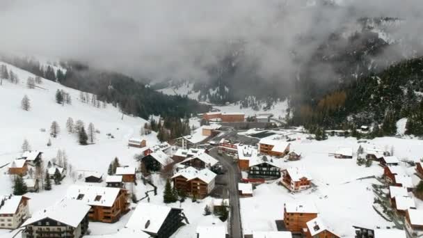 Sneeuw Bedekt Dorp Met Sneeuw Mist Oezbekistan Centraal Azië Lucht — Stockvideo