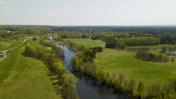 Myslecinek Bydgoszcz Gmina Osielsko Vistula River Aerial — Stockvideo