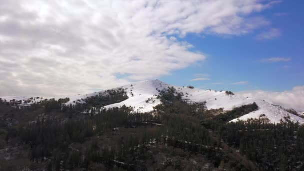 Scenic Landscape Kolitza Mount Summit Covered Snow Aerial Shot — Stockvideo