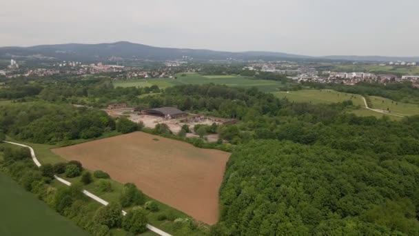 Aerial Orbit Abandoned Military Airfield Cloudy Spring Day Germany Wide — Stockvideo