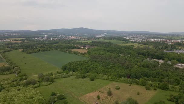 Approaching Flight Abandoned Military Airfield Forests Fields Eschborn Germany Wide — Wideo stockowe