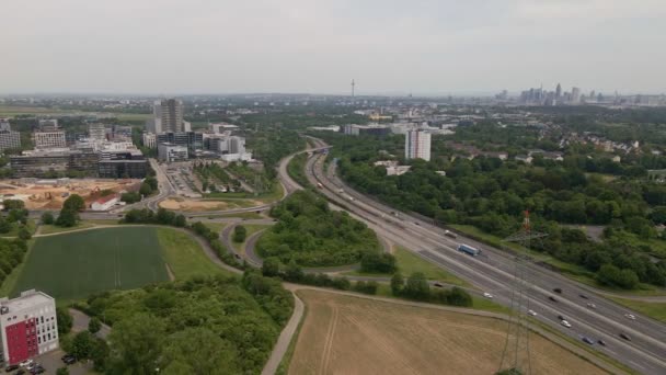Urban Highway Germany Leading Large City Distance Slow Aerial Zoom — Wideo stockowe