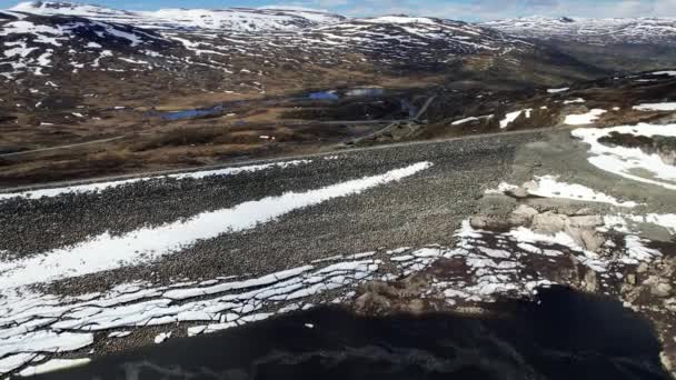 Aerial View Sysendammen Hordaland Eidfjord Településen Norvégiában Dolly Vissza Rising — Stock videók